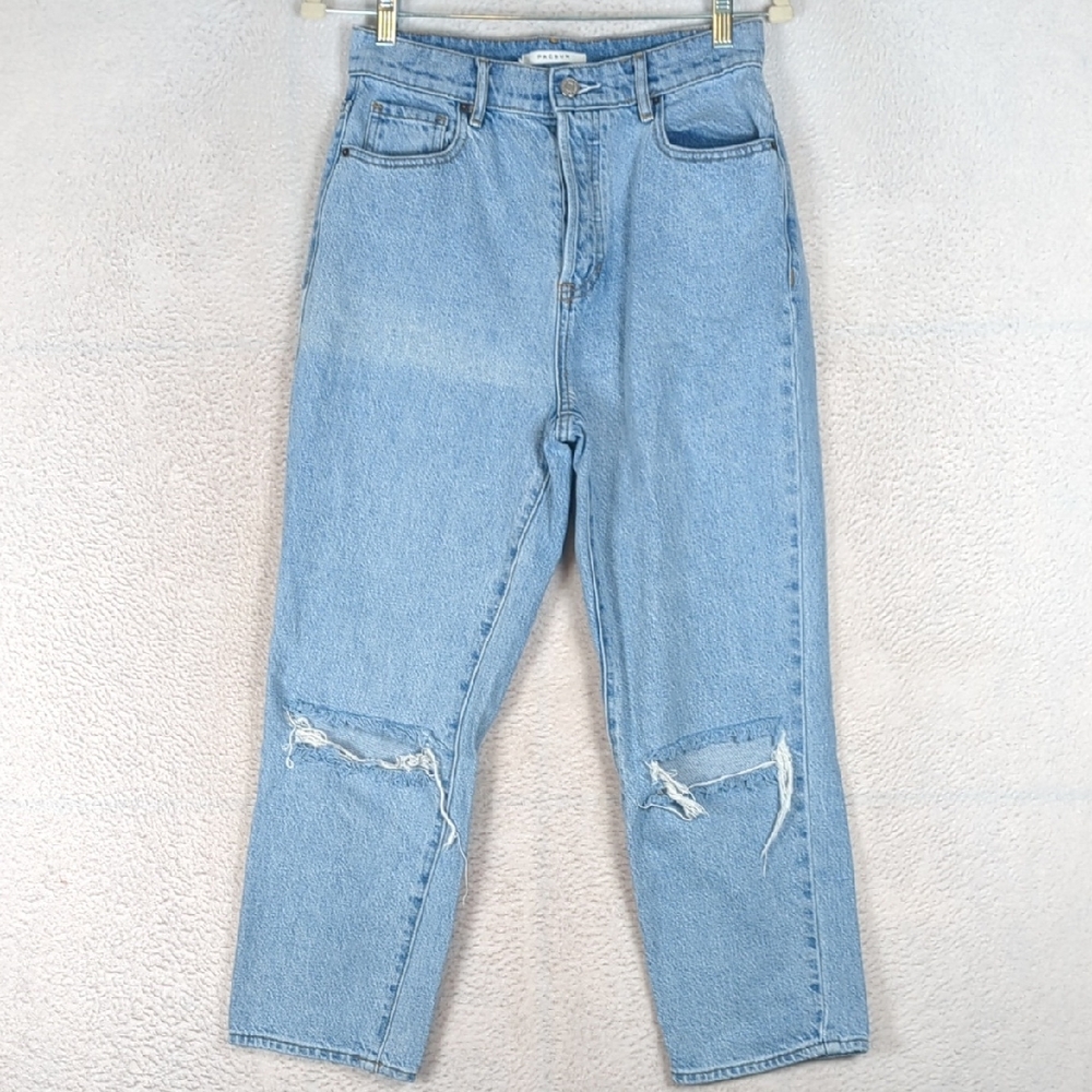 PacSun Women's Button‎ Fly High Rise Distressed Dad Jeans Waist 27